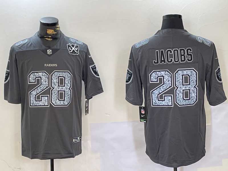 Men%27s Las Vegas Raiders #28 Josh Jacobs Grey Limited Stitched Jersey Dzhi